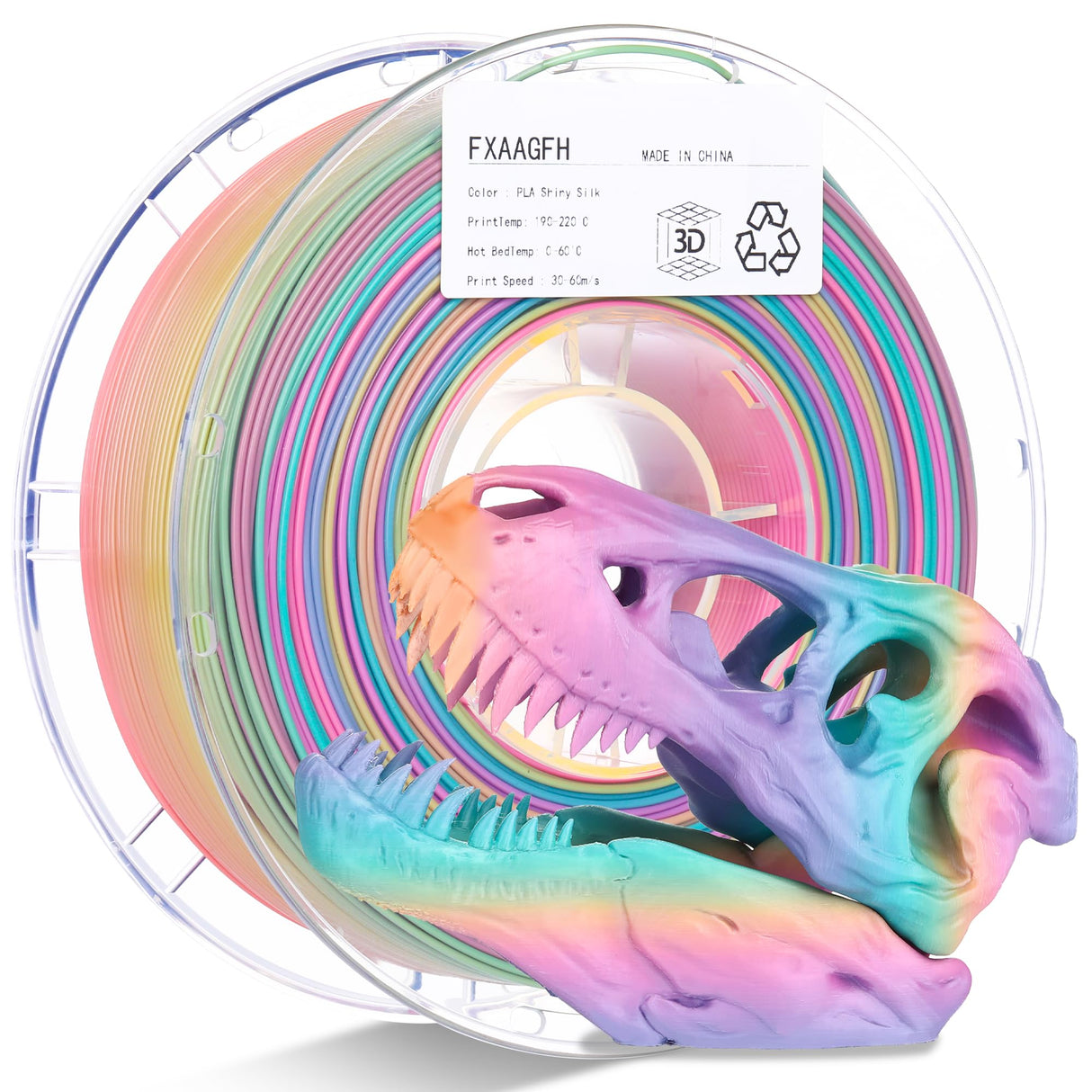 FXAAGFH Rainbow 3D PLA Printer Filament 1.75 mm, Matte 3 D PLA Printing Print Filament +/-0.03mm, 1kg/2.2lbs FXAAGFH