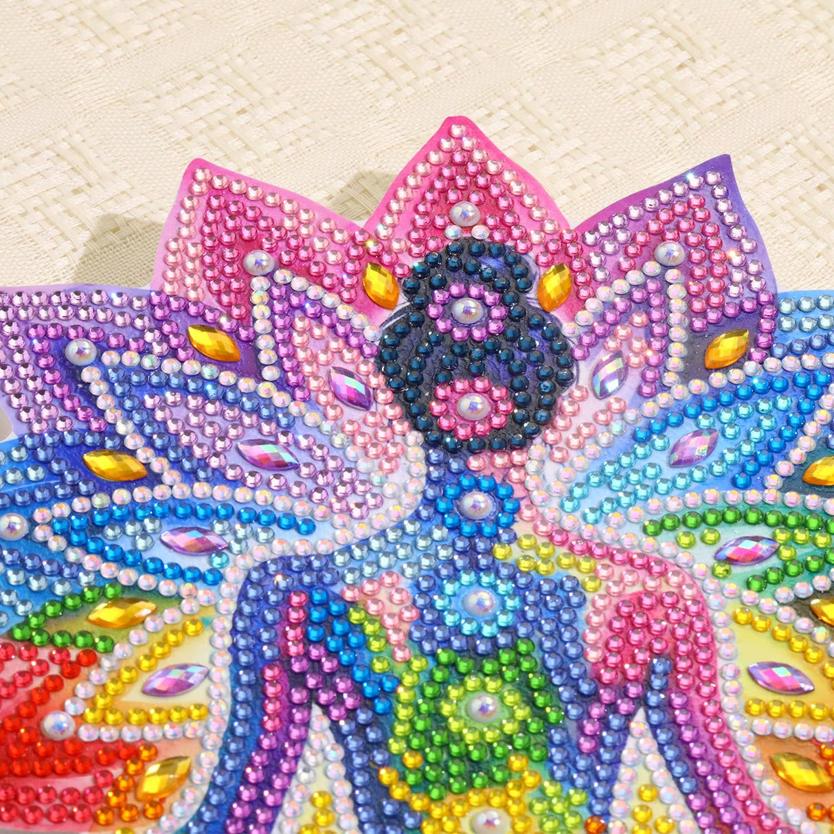 Tabletop Diamond Art Kits for Adults - Chakra Lotus Diamond Painting Figurines Ornaments, DIY 5D Diamond Art Statues Diamond Dots Sculpture Special Shaped Paintings with Diamonds Gem Art and Crafts Yanfairy