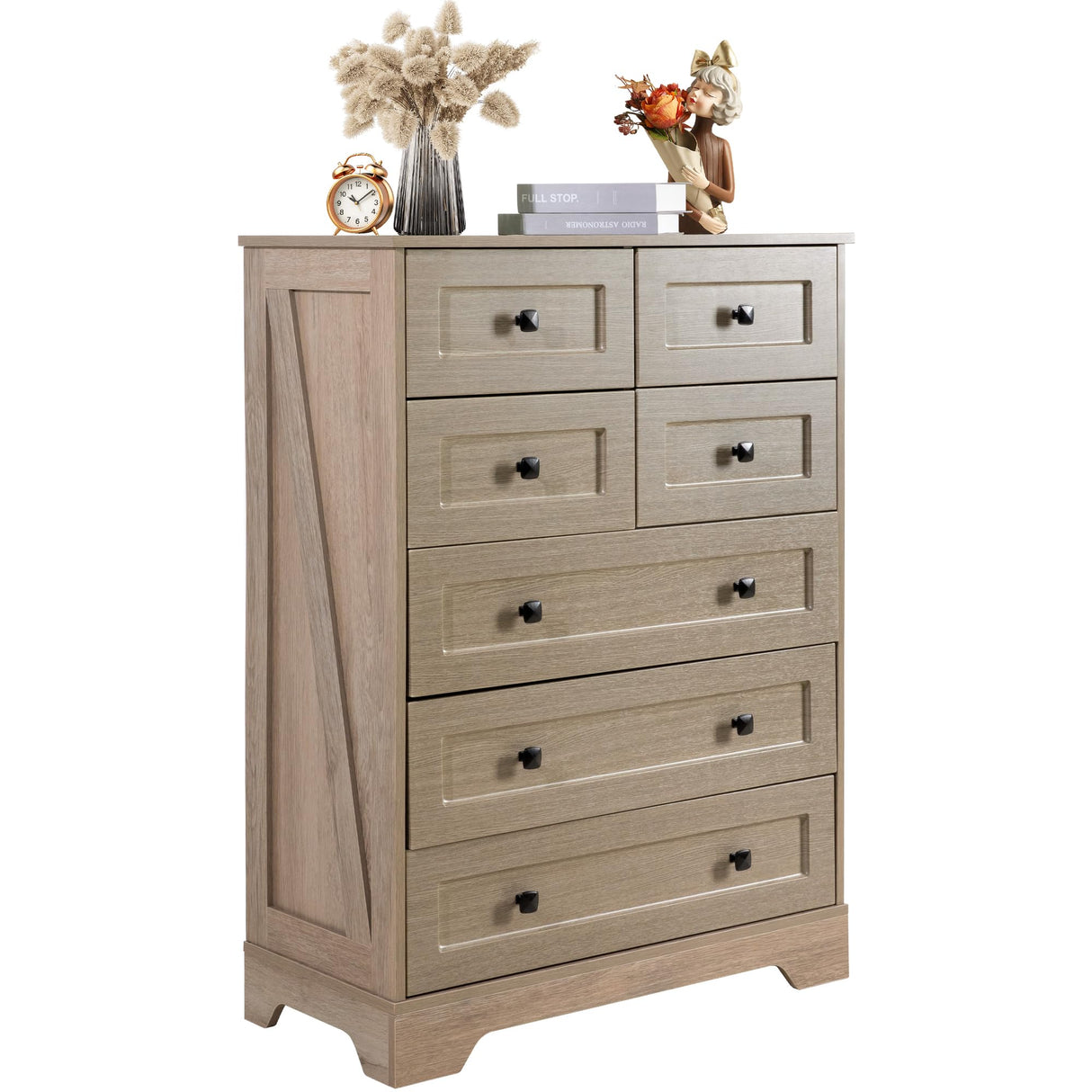 spanspace 7 Drawers Tall Dressers for Bedroom, 44" Wood Chest of Drawers with Metal Handle, Farmhouse Dresser for Living Room, Hallway spanspace