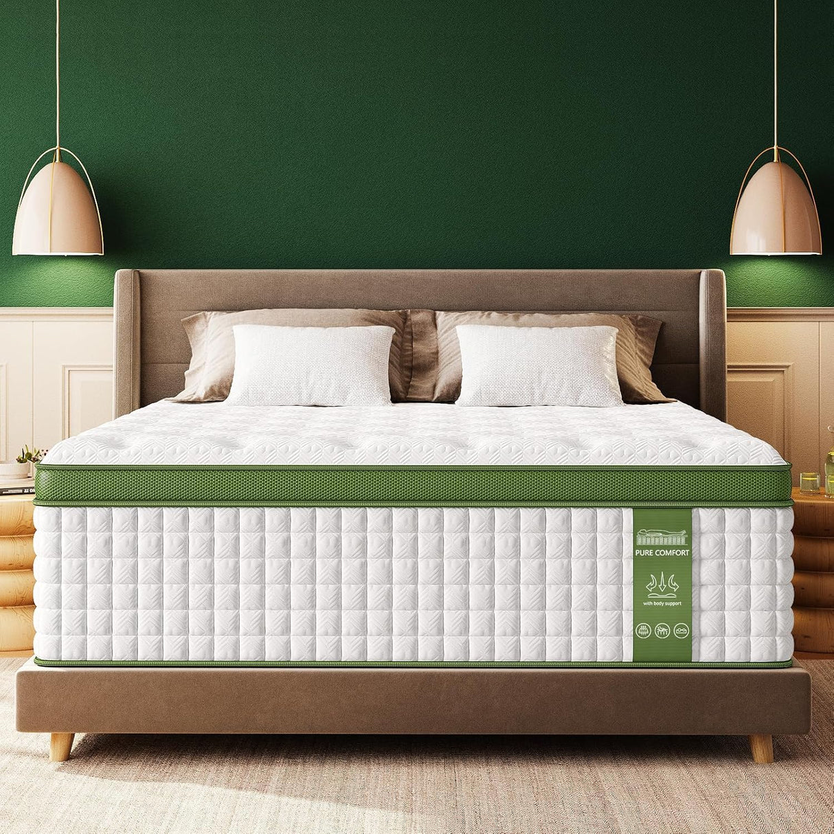 BedStory King Mattress, 14 Inch Hybrid Mattresses King Size in a Box with Gel Memory Foam and Pocket Springs, Medium Firm Mattress, Pressure Relief & Motion Isolation, CertiPUR-Us Certified, No Odor BedStory
