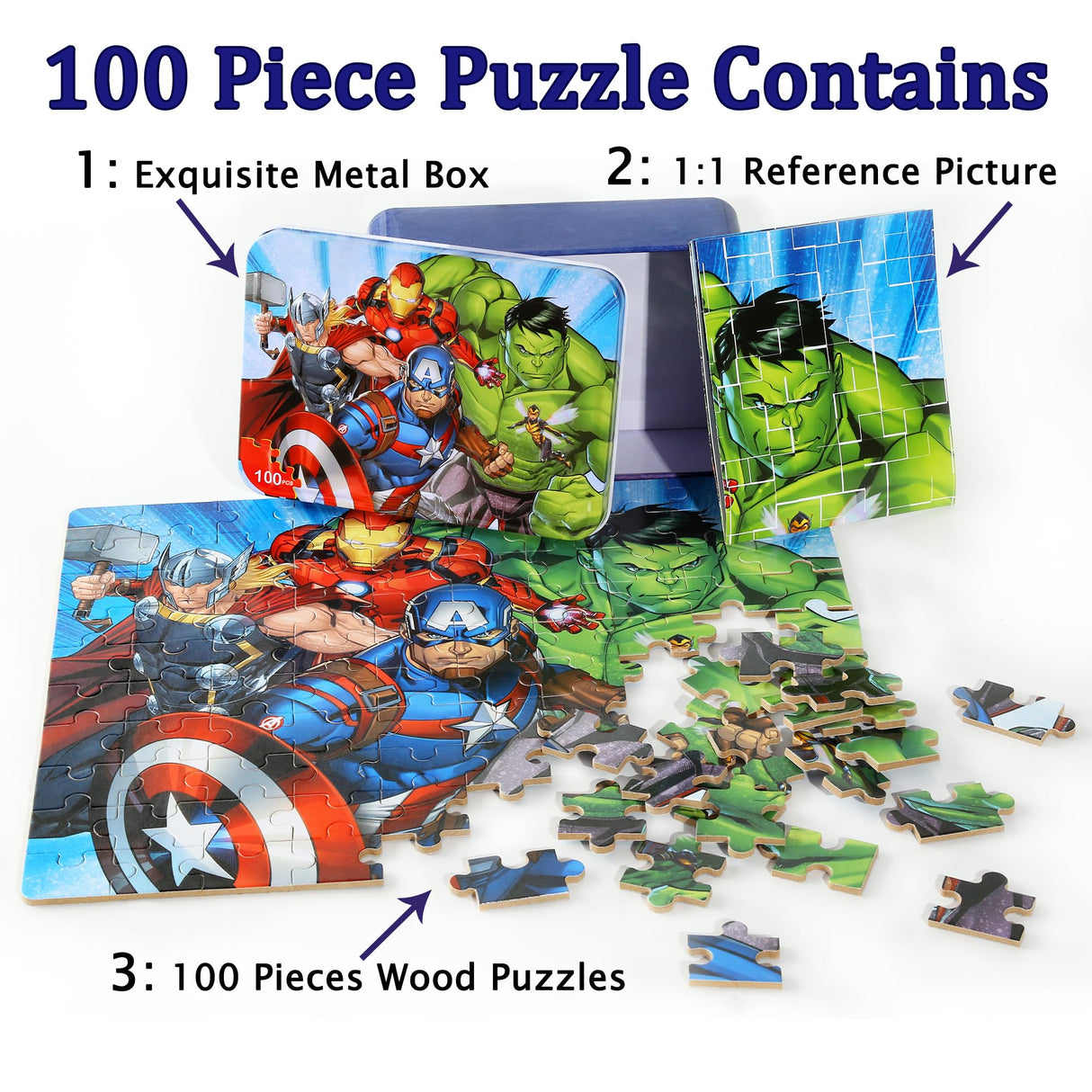 LELEMON Puzzles for Kids Ages 4-8,100 Piece Puzzles for Kids in a Metal Box, Educational Kids Puzzles Jigsaw Puzzles 100 Piece Puzzle Games Puzzle Toys Childrens Puzzles for Girls and Boys LELEMON