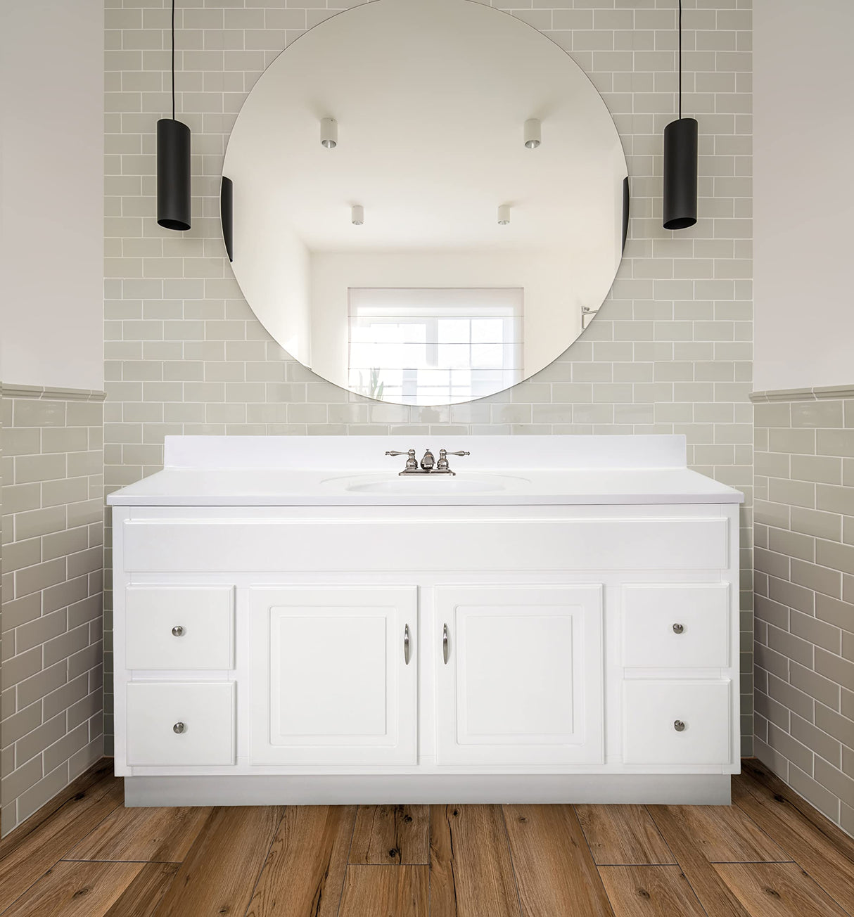 Design House Concord 60 Inch Bathroom Vanity, Ready to Assemble, Solid Wood, White, 587030 Design House
