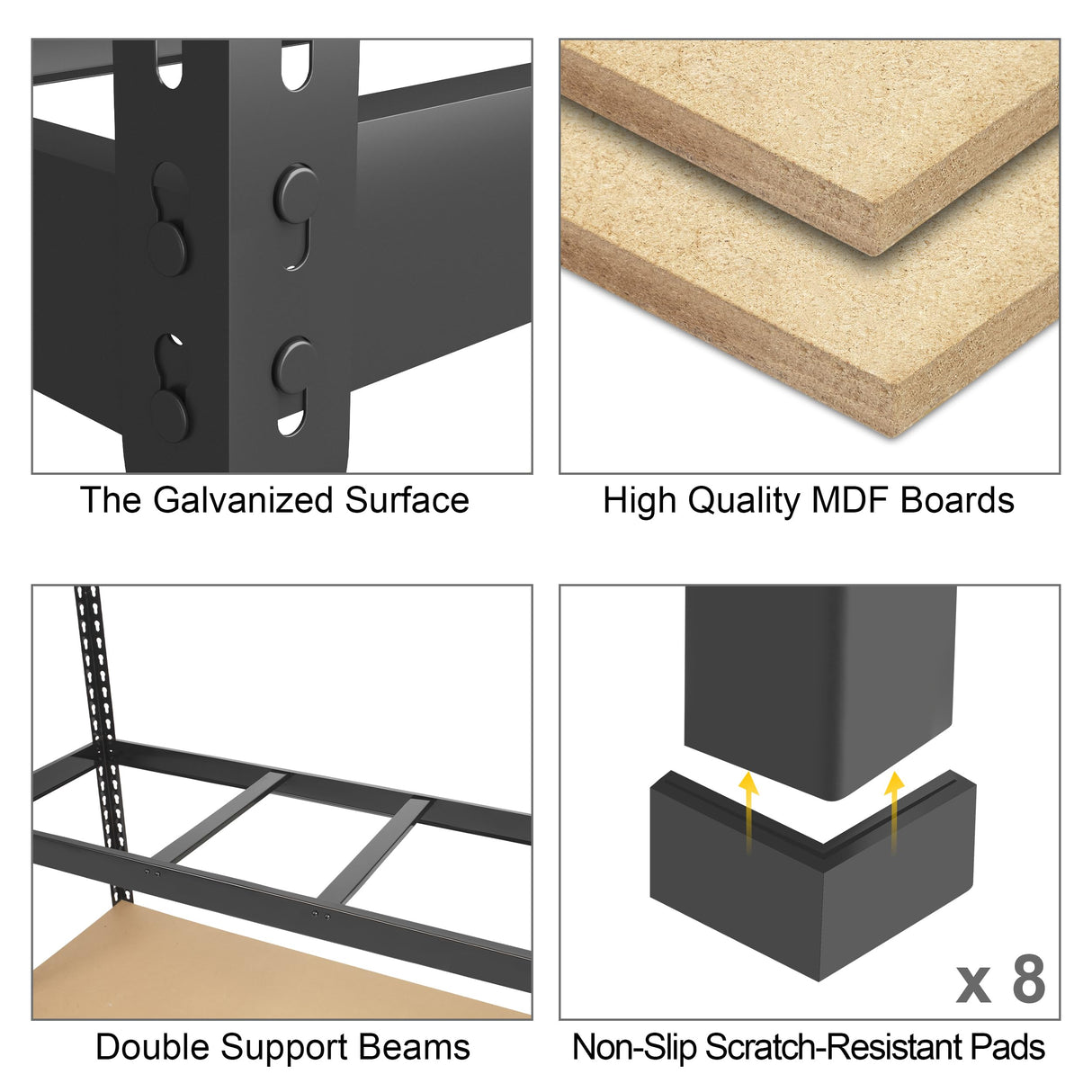 PrimeZone Heavy Duty Storage Shelves - 47" W x 18" D x 71" H 5 Tier Adjustable Garage Storage Shelving, Metal Storage Utility Rack Shelf Unit for Warehouse Pantry Closet Kitchen, Black PrimeZone