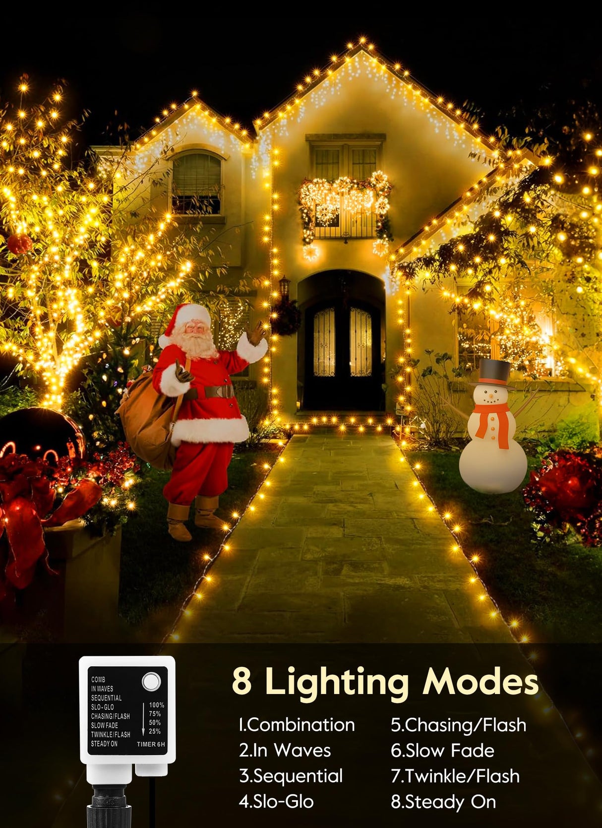 66FT 200 LED Christmas Tree Lights, Twinkle Fairy Lights String with 8 Flashing Modes String Lights for Indoor Bedroom Outdoor Christmas Trees Garland Wreath Holiday Decorations, Warm White Minetom