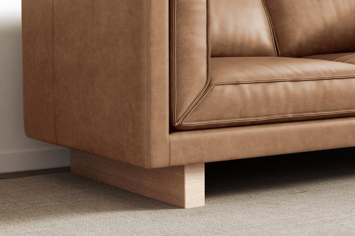 Valencia Alaina 110" Leather Wide Seat Sofa, Italian Nappa Top Grain Leather Couch, Scratch-Resistant for Living Room or Office (Brown) VALENCIA THEATER SEATING