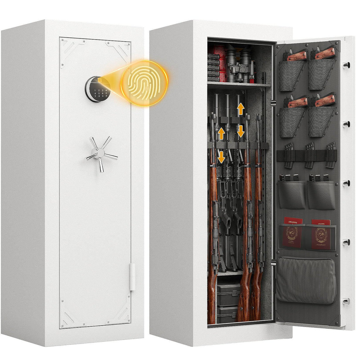 KAER 20 Gun Safe Fireproof - Biometric Gun Safe for Rifles and Pistols Fire Proof, Long Rifle Safe Large Gun Cabinet for Shotguns with Digital Keypad, Removable Gun Racks, Pistol Pockets KAER