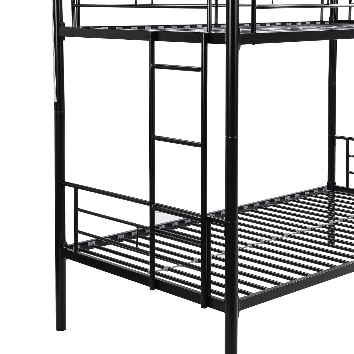 Yehha Metal Bunk Beds for Kids & Youths, Twin Over Twin Bunk Bedframe with 2 Ladders and Full-Length Guardrail, No Box Spring Needed, Noise Free, Convertible 2 Beds, Young Black Yehha