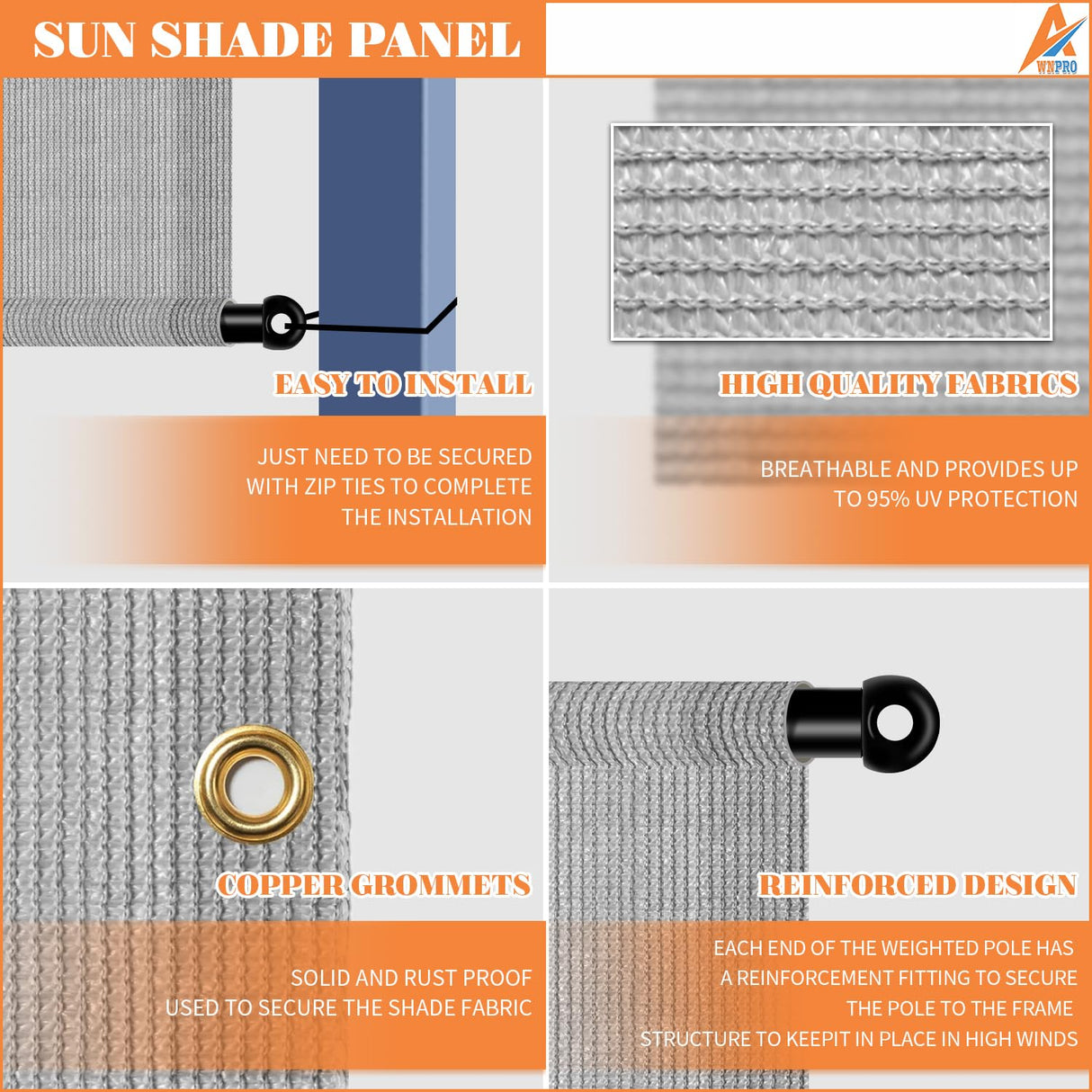 AwnPro 10' x 18' Outdoor Pergola Shade Cover Canopy for Patio Deck Porch Backyard Gazebo Replacement Shade Cover with Spaced Grommets Weighted Rods Light Gray AwnPro