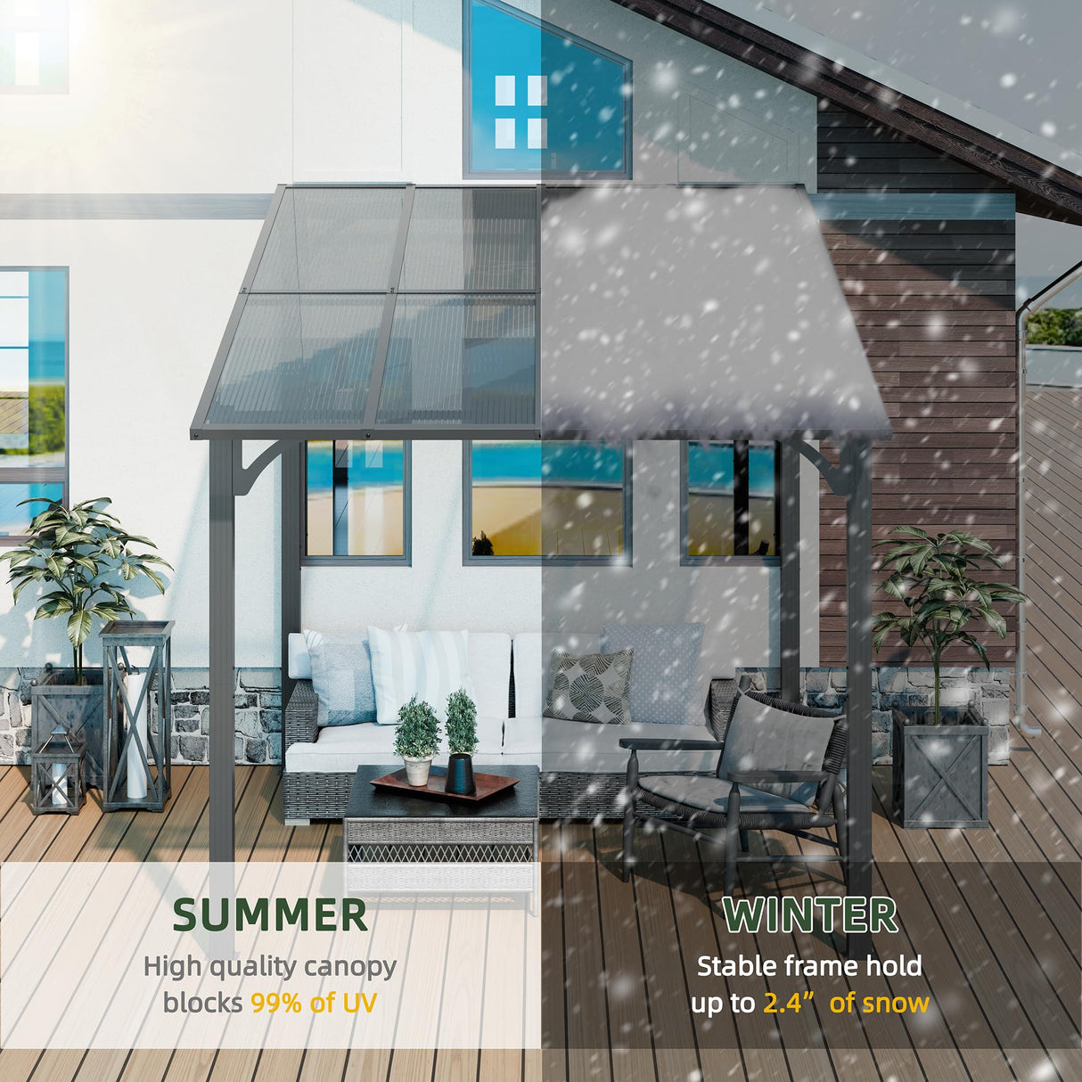 Vongrasig 10’ x 8’ Gazebo for Patio, Large Wall-Mounted Pergola Gazebo on Clearance, Outdoor Lean to Awnings for Backyard, Deck, Patio Vongrasig