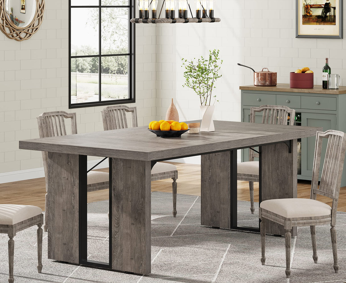 Tribesigns 71" Large Dining Table for 6 to 8 People, Rustic Farmhouse Style Dinner Table, Rectangular Dining Table for Kitchen, Dining Room & Living Room Tribesigns