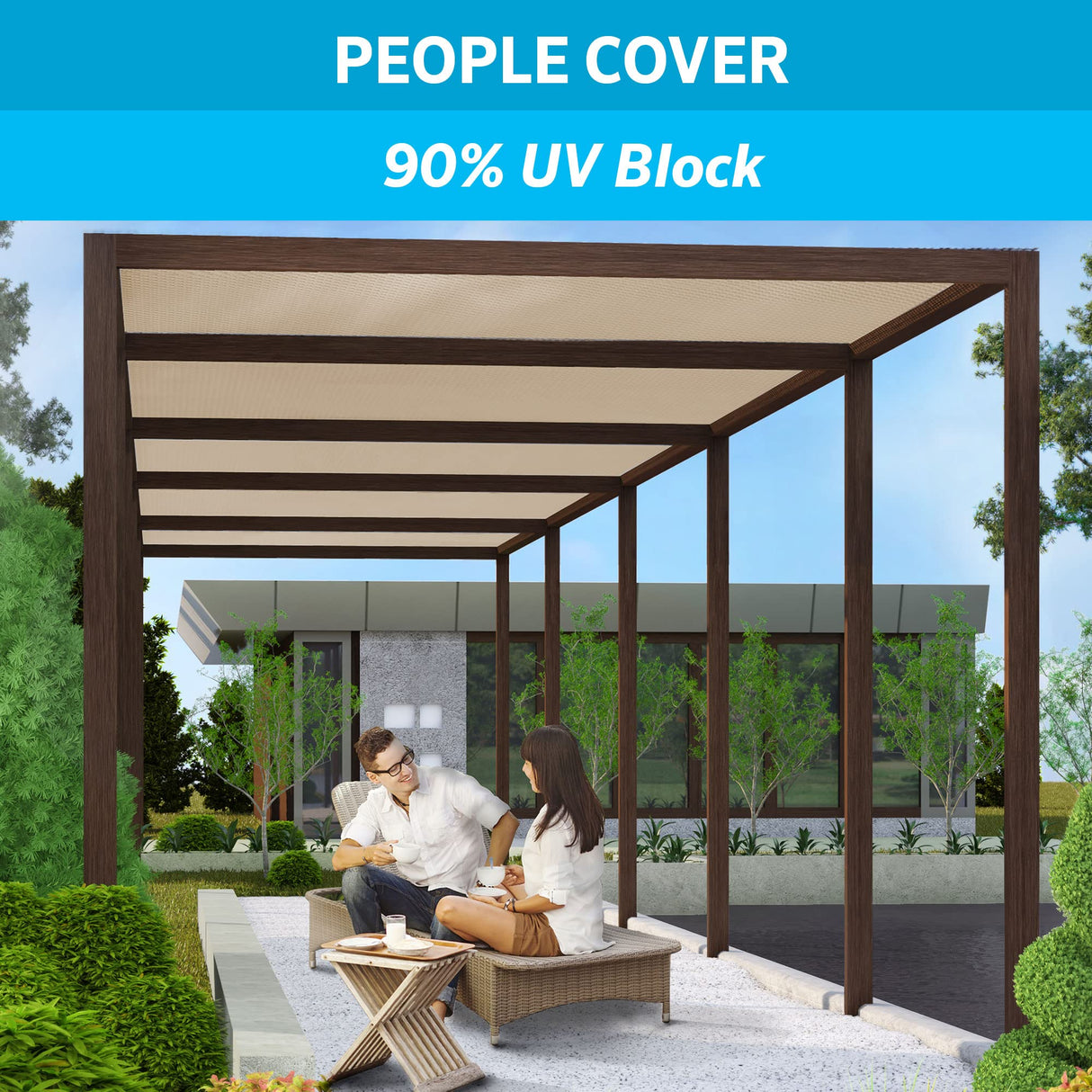 Coolaroo 90% UV Block Shade Cloth and Privacy Screen Shade Fabric Roll, 6' x 15', Wheat Coolaroo