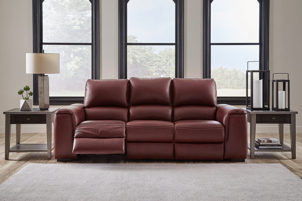 Signature Design by Ashley Alessandro Contemporary Leather Power Reclining Sofa with Adjustable Headrest, Red Signature Design by Ashley