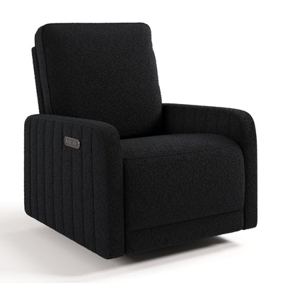 Storkcraft Kyoto Deluxe Extra-Wide Power Recliner Swivel Glider (Black Boucle) – Premium Electronic Power Recliner for Nursery, Includes Dual-USB Charging Port, Extra Wide Glider Rocking Chair