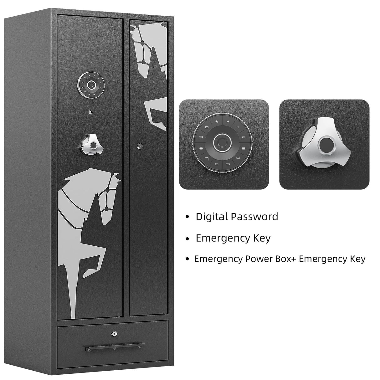 KAER 5-7 Gun Safe,Gun Safes for Home Rifles and Pistols,Combination Gun Safes,Gun Safe & Cabinet,Gun Cabinet for Rifles and Shotguns,Gun Cabinets with Drawers, Pistol Pouch and Removable Shelf KAER