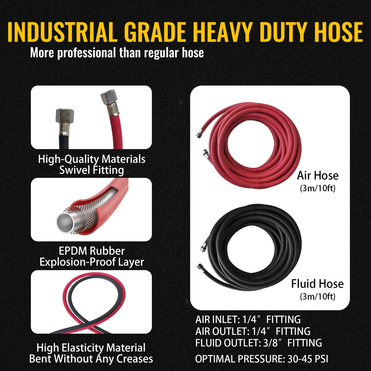 Spray Paint Pressure Pot Tank,2L Paint Sprayer for House Painting,2mm Nozzle Pressure Pot Spray Gun,10FT Air & Fluid Hose,Air Pressure Paint Pressure Pot Architecture Construction Automotive,45PSI Max YESMRO