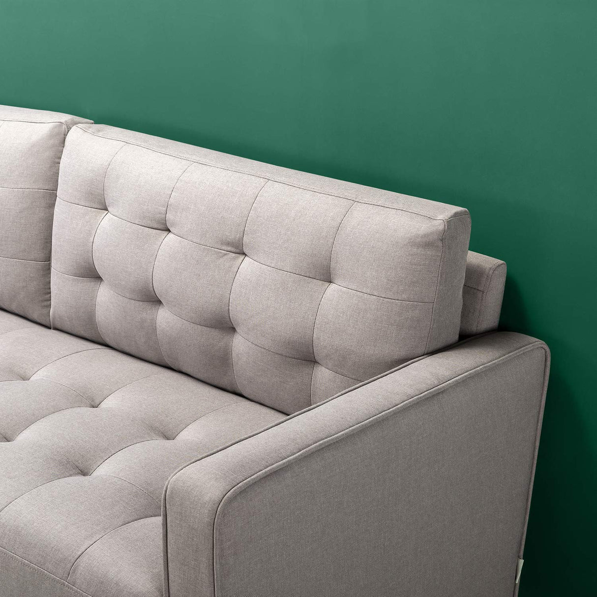 ZINUS Benton Sofa Couch, Grid Tufted Cushions, Easy, Tool-Free Assembly, Stone Grey Zinus