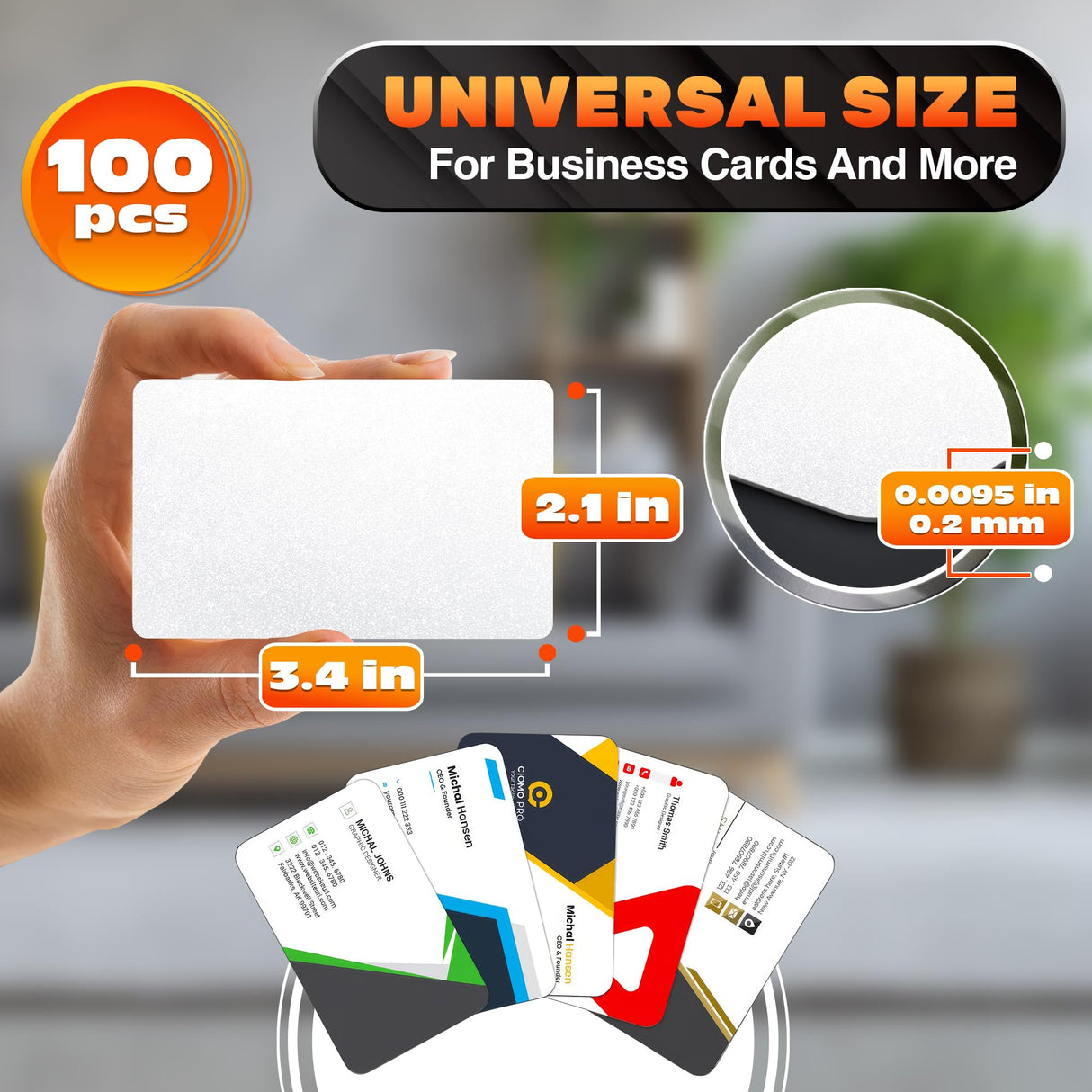 100 Pcs Sublimation Business Card Blanks - Sublimation Cards Sublimation Business Cards Double Sided White Aluminum Business Card Blanks Sublimation Id Card Blank - Sublimation Metal Business Cards Oskal