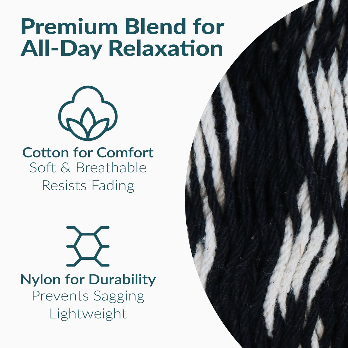 Sunnydaze Handwoven XXL Thick Cord Mayan Double Hammock for Outside - 625-Pound Capacity Heavy-Duty Outdoor Hammock - Black/Natural Sunnydaze