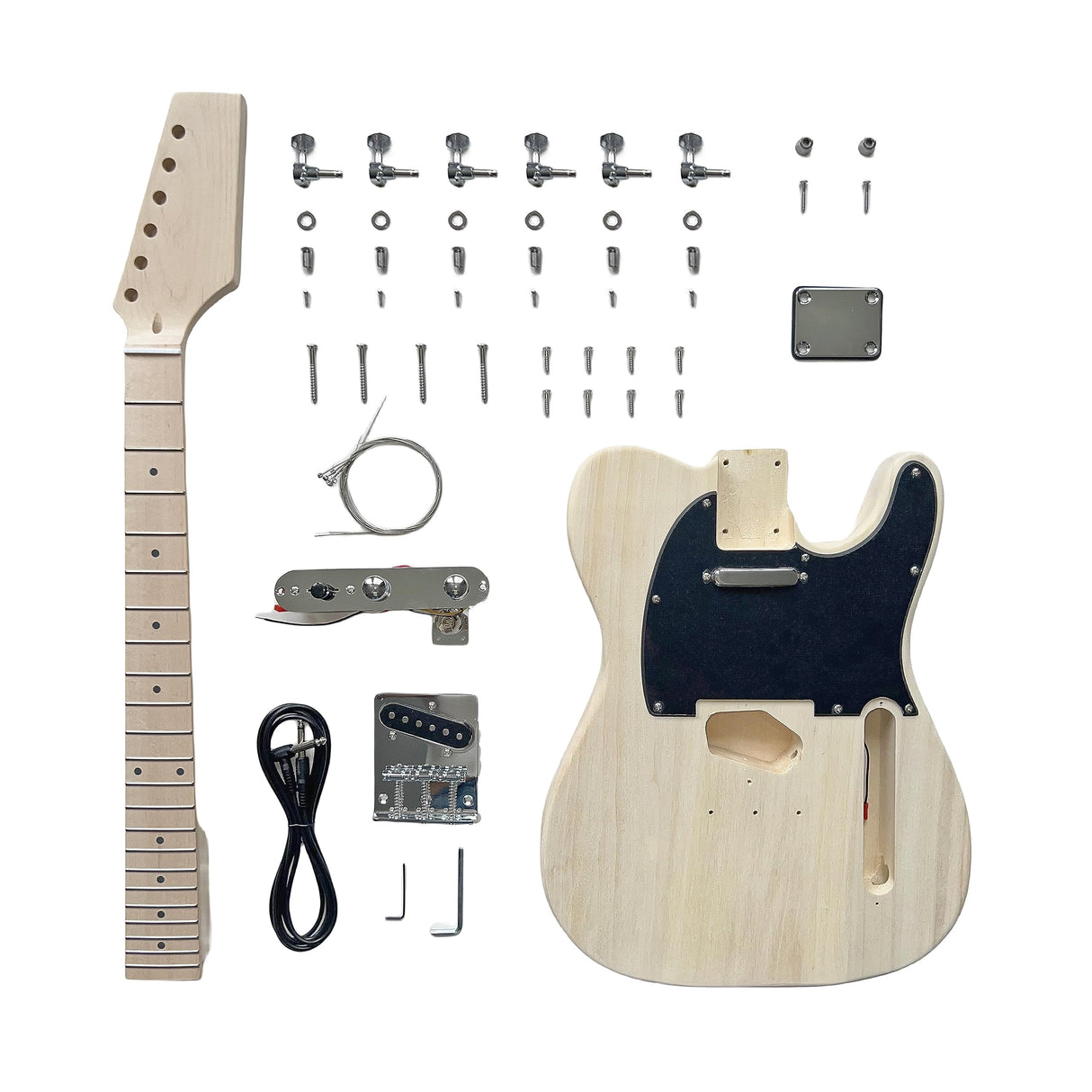DBL DIY Electric Guitar Kits,TL Style Electric Guitar,6 String Right Handed with Basswood Body Maple Neck Maple Fingerboard Chrome Hardware,Build Your Own Guitar DBL
