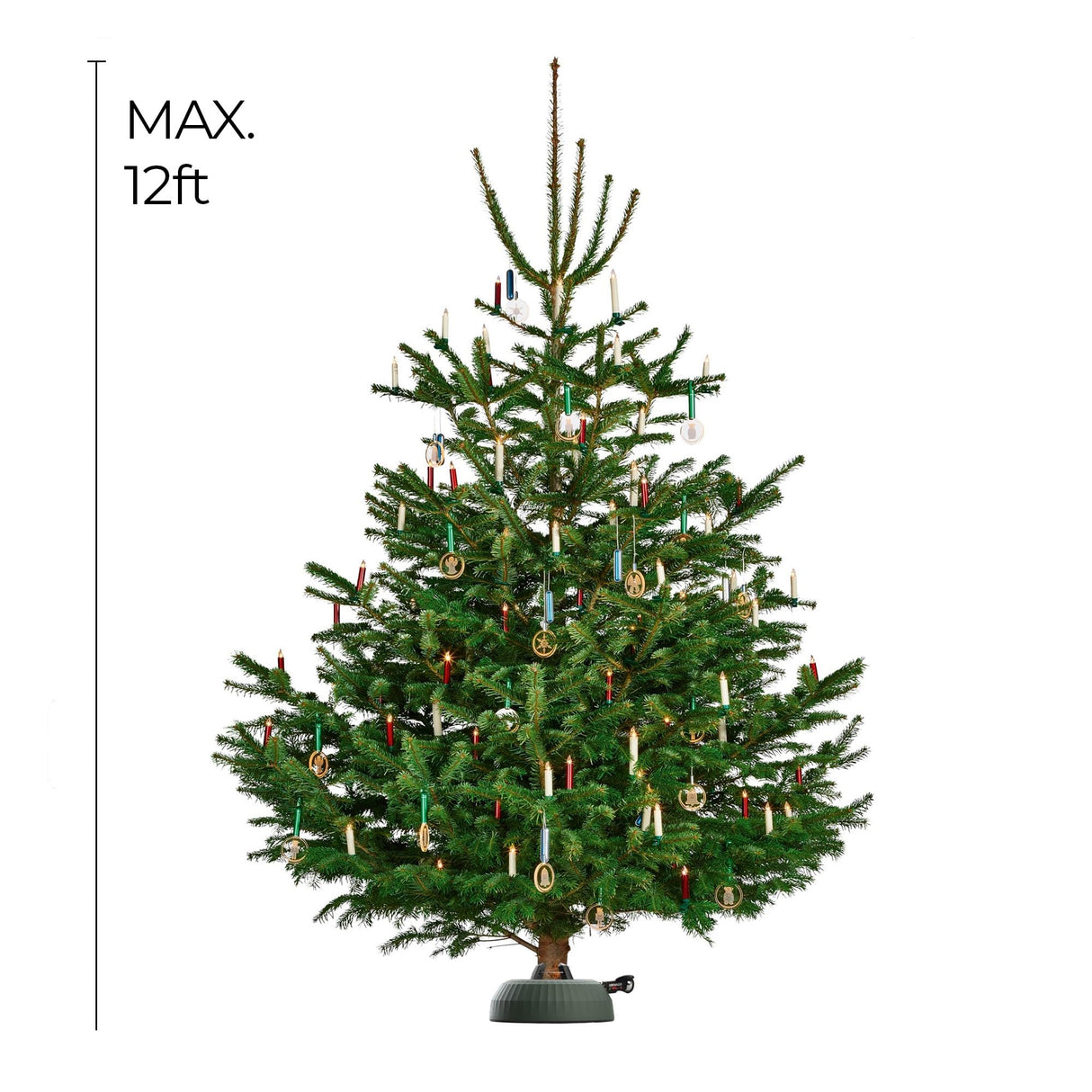 Krinner Christmas Tree X-12 Deluxe - Green Tree Stand - Original Single Cable Operation, Holds up to 12 ft Live Trees - Foot Pedal Setup & Water Reservoir with Level Indicator - German Made Krinner