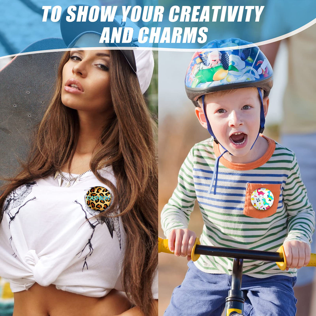 300 Pieces Blank Button Making Supplies Round Badge Button Parts Metal Button Pin Badge Kit for Button Maker Machine, Including Metal Shells Back Cover and Clear Film (Tinplate,2.28 Inch) Hicarer