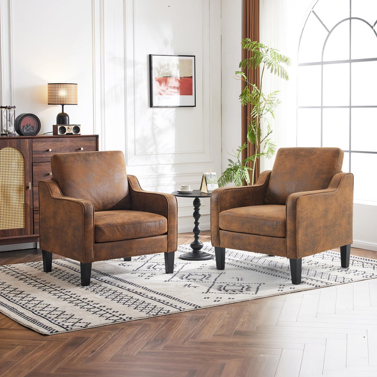 VINGLI Accent Chair for Living Room Chairs Rustic Reading Chair for Bedroom Scooped Arm Chair Mid Century Modern Accent Chairs Upholstered Comfy Chair for Apartment, Waiting Room VINGLI