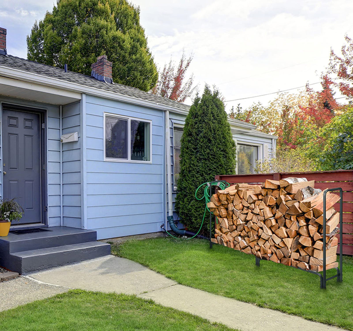 DOEWORKS Firewood Rack 8 FT 1/2 Cord Firewood Storage Rack Heavy Duty Steel Outdoor Log Rack DOEWORKS