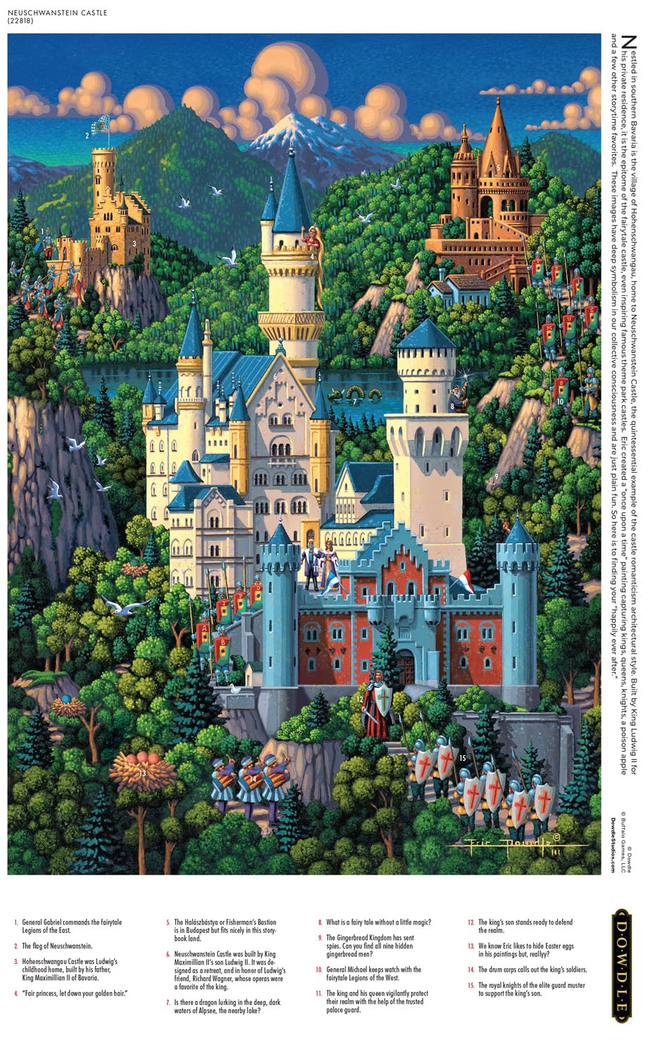 Buffalo Games - Dowdle - Neuschwanstein Castle - 300 Piece Jigsaw Puzzle for Adults -Challenging Puzzle Perfect for Game Nights - Finished Size is 21.25 x 15.00 Buffalo Games