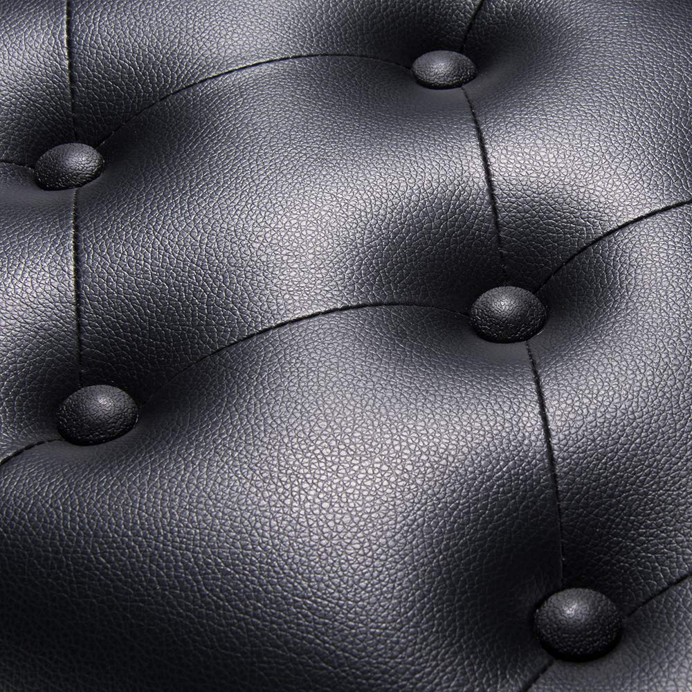 AW Adjustable Height Piano Bench Stool PU Leather Wooden Keyboard Seat with Music Storage Weight Capacity 400lbs Black AW