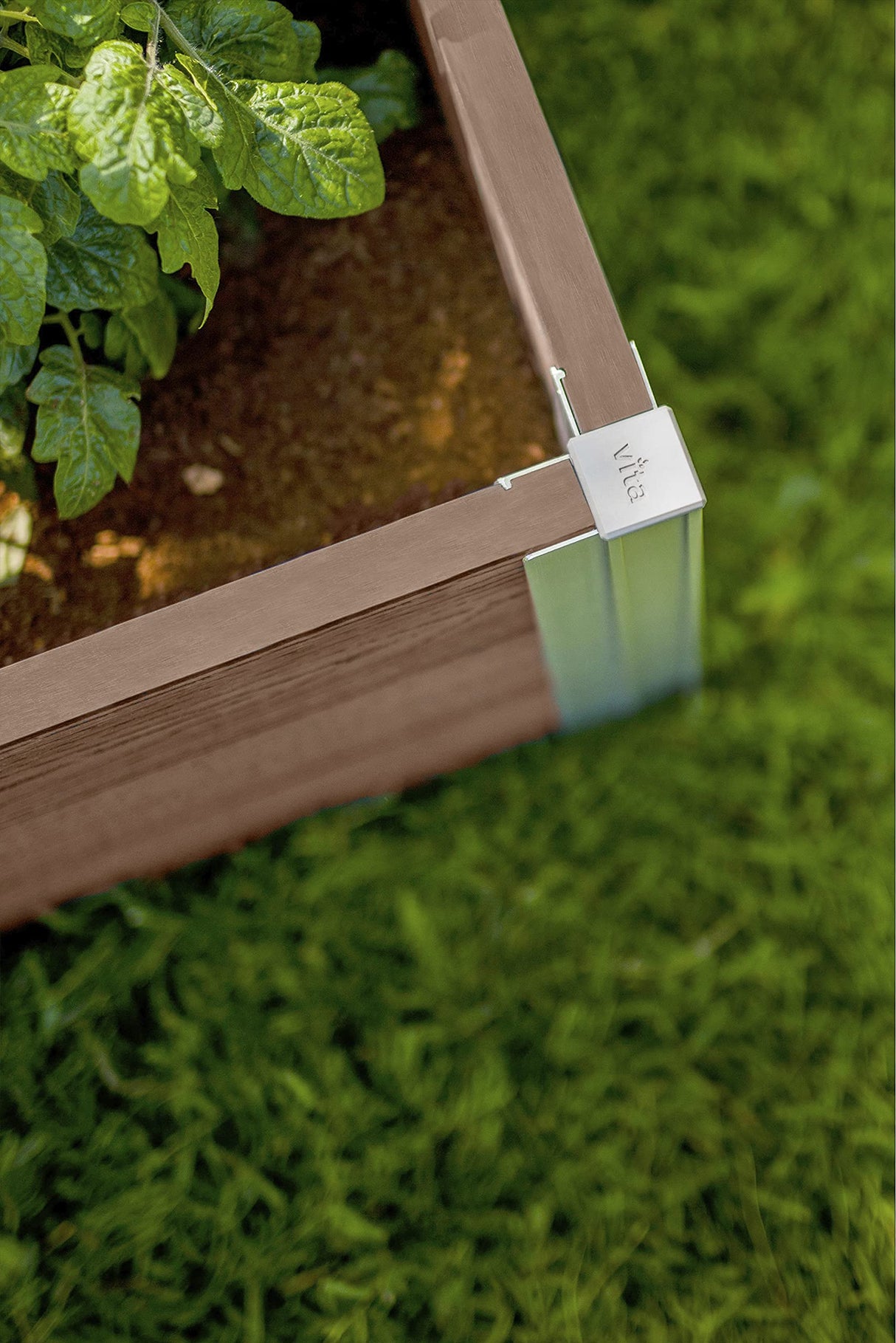 Vita Urbana 4 Foot x 4 Foot x 11 inch Embossed Vinyl Modular Garden Bed, Espresso Brown, PVC, BPA and Pthalate Free, Woodgrain, VT17500 Vita