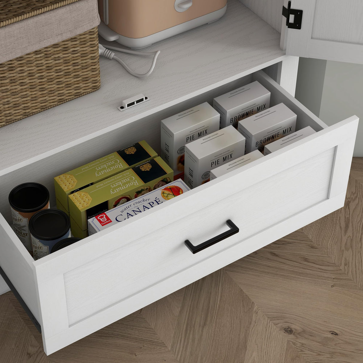 HOMCOM 69" Tall Kitchen Pantry Storage Cabinet, Farmhouse Freestanding Pantry Cabinet with 2 Doors, Drawer and Adjustable Shelves, Cupboard for Dining Room, White HOMCOM