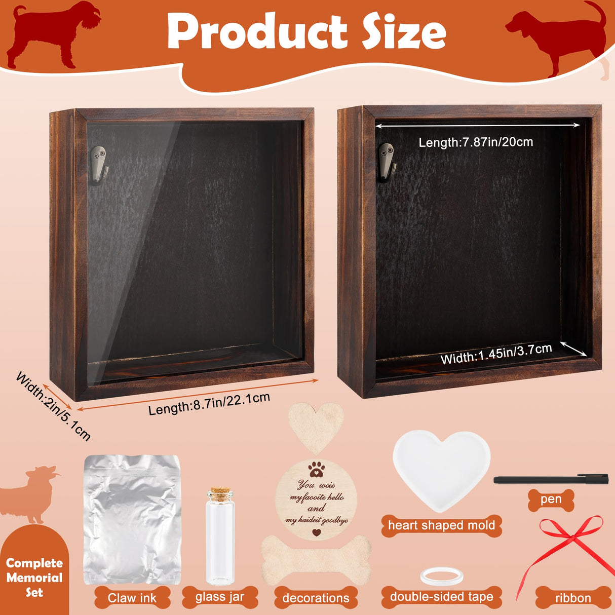 Windspeed 8.7 in Pet Memorial Shadow Box Personalized Pet Memorial Shadow Box Frame Dog Collar Dog Picture Gift Clay Paw Print Kit with Urn, Ideal Gift for Pet Lover, Can be Tabletop Wall Hanging Windspeed