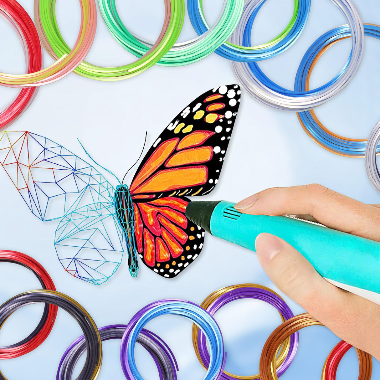 MIKA3D 2 Dual Color in 1 Silk PLA Filament Refill Sample Pack, 16 Different Dual Color Silk PLA, Each 4 Meter Length, Total 64m Silk Shiny Dual Color PLA 3D Printer 3D Pen Filament MIKA3D