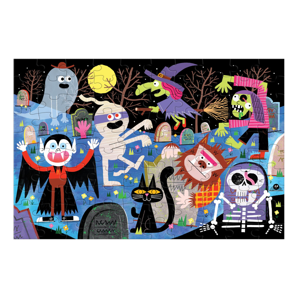 Mudpuppy Haunted Graveyard โ 100 Piece Glow in The Dark Jigsaw Puzzle with A Scary Scene of Monsters and Creatures and Hidden Spooky Details in The Dark Mudpuppy