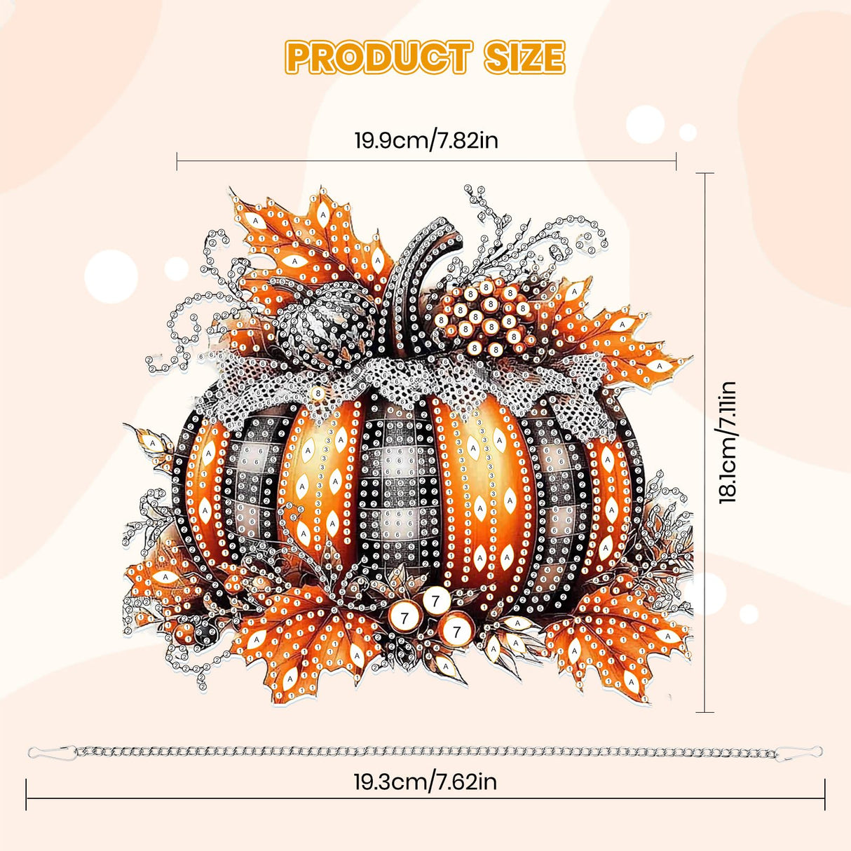MOGTAA Fall Pumpkin Diamond Art Hanging Pendant Kits, Pumpkin Diamond Art Kits for Adults, 5D Special Shape Diamond Painting Gem Art for Home Garden Wall Decor MOGTAA