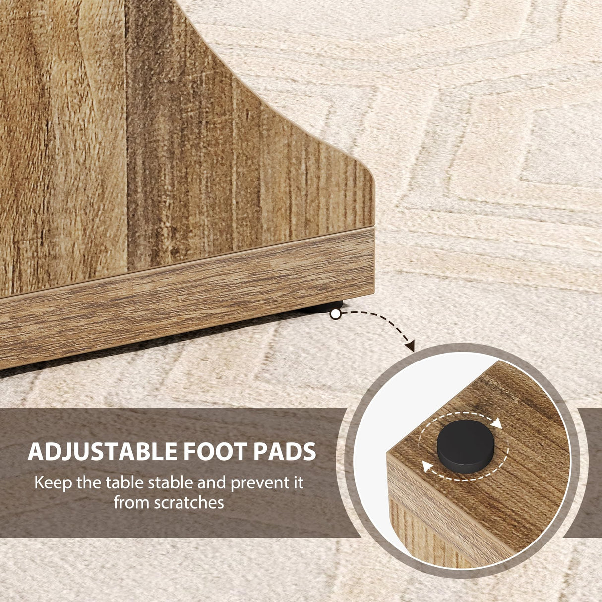 Condemo Modern Farmhouse End Table with Storage, 3-Tier Narrow Country Side Tables for Small Spaces, Nightstand for Bedroom & Living Room, Wooden Bedside Table, Easy Assembly, Light Brown Condemo