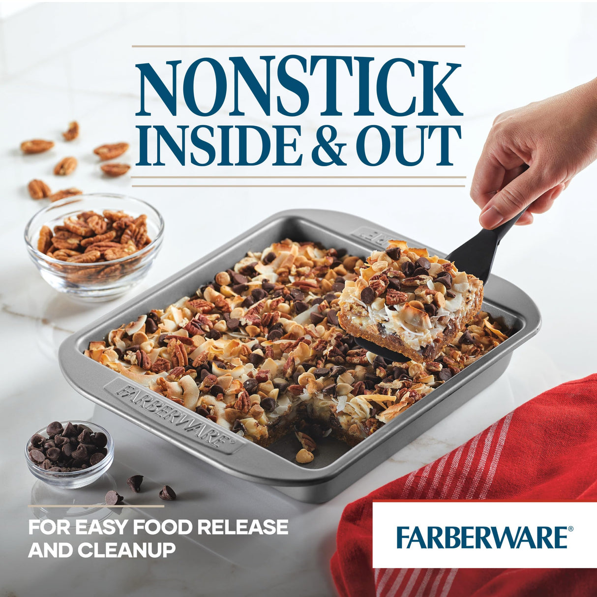 Farberware Nonstick Bakeware Nonstick Baking Pan / Nonstick Cake Pan, Square - 9 Inch, Gray Farberware