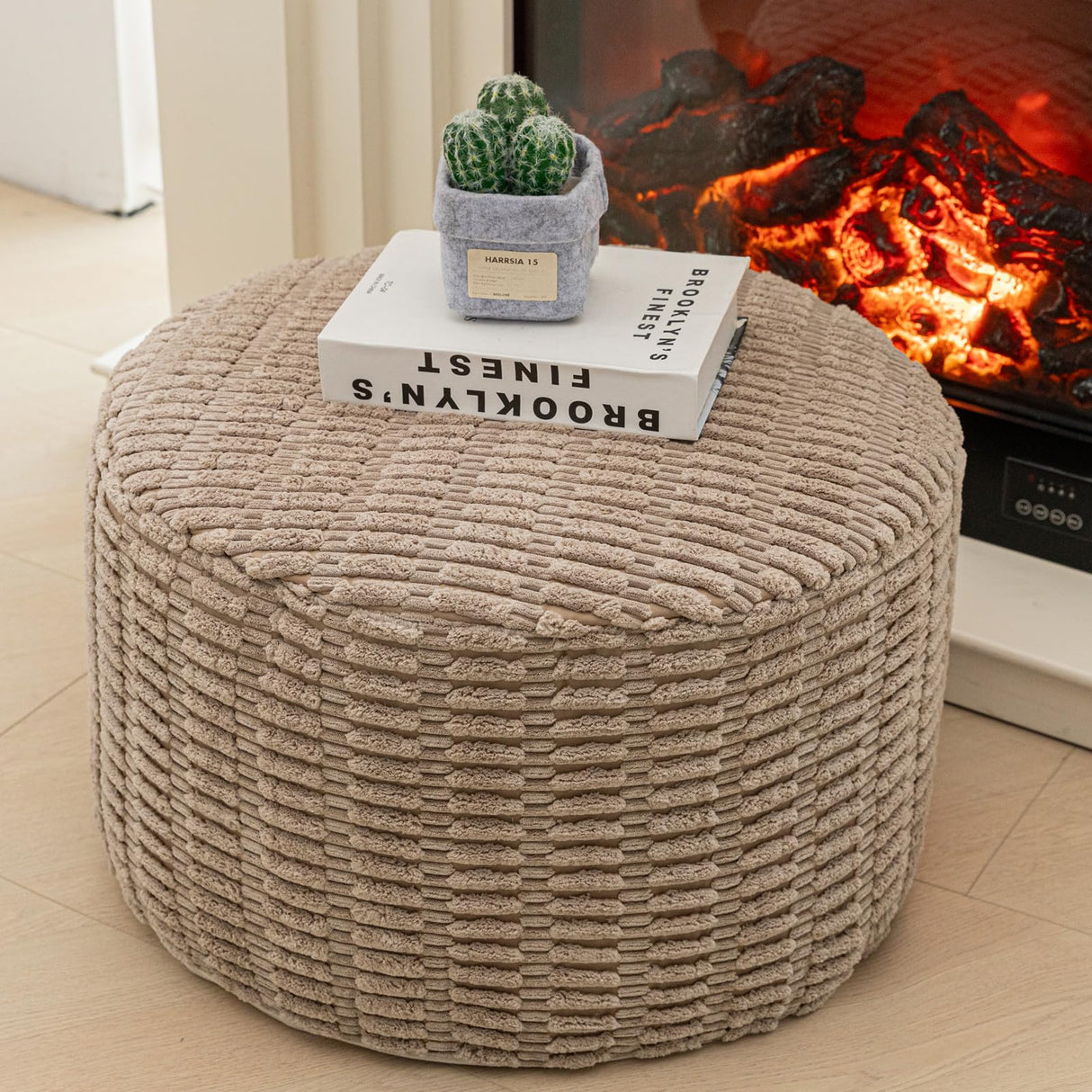 Asuprui Pouf Ottoman Stuffed Round Modern Foam Filled Ottoman Foot Rest Foot Stool Poufs for Living Room Chair Foot Stool Decorative Boho Foot Stool for Wedding Christmas Party Asuprui