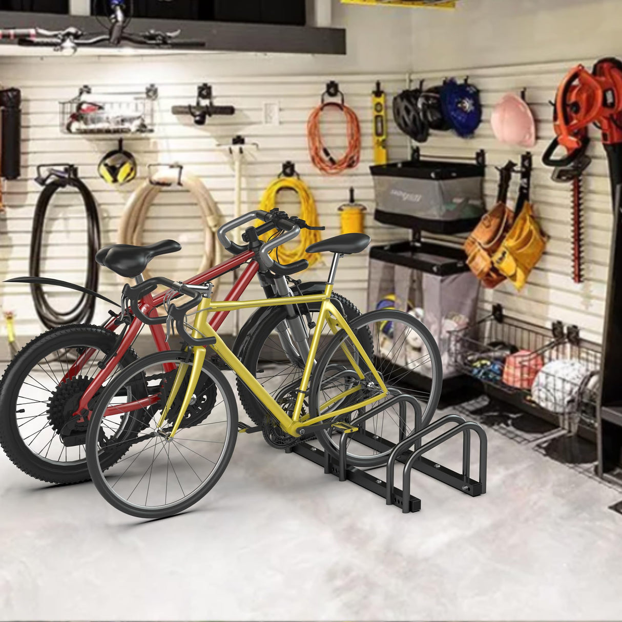 Ultrawall Bike Storage Rack for Garage, 3 Bikes Floor Bike Stand, Bicycle Parking Stand Rack for Indoor/Outdoor, Fit 22-28" Wheel Tire Width 2.1" Ultrawall