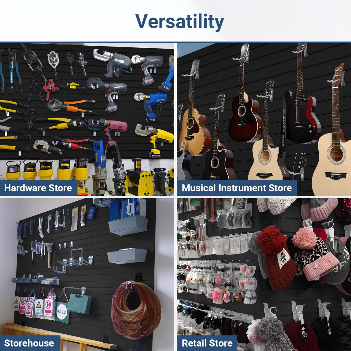 Neoaider Slatwall Panel 8 FT x 4 FT, Interlocking Slat Wall Paneling, Wall Mounted PVC Wallpanel, Suitable for Garage Storage and Organizer, Slatwall Board, Shelves - Black Neoaider