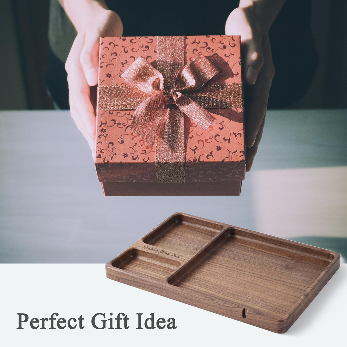 SeedWave Personalized Valet Tray, Customized Wooden Nightstand Organizer, Personalized Gift for Valentineβs Day from Wife, Customized Men Gift Ideas SEEDWAVE