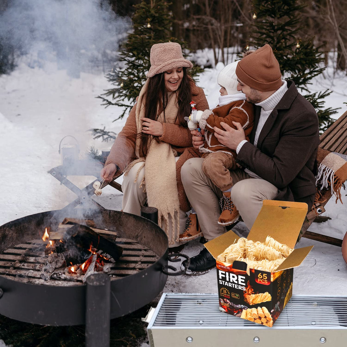 Shwuevei 65 pcs Fire Starter - Natural Fire Starters for Fireplace, Pellet Stove & Wood, Fire Pit, Smoker, BBQ, Chimney, Pizza Oven - Fire Starters for Grill, Charcoal Starter Shwuevei