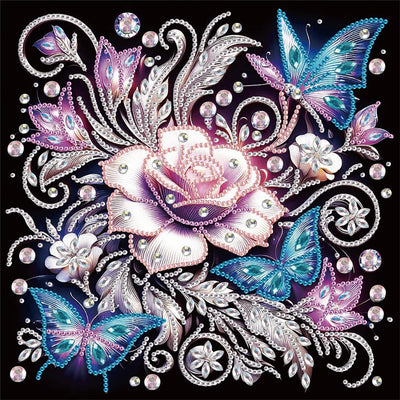 Stalente Diamond Painting Kits for Adults Flower, 5D Special Shape Diamond Art Kits for Beginners, Crystal Rhinestones Diamond Painting for Home Wall Decoration Gift 12×12inch, Butterfly