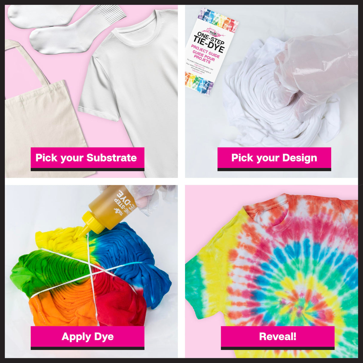 Tulip One-Step Tie-Dye Party, 18 Pre-Filled Bottles, Creative Group Activity, All-in-1 Fashion Design Kit, 1 Pack, Rainbow Tulip