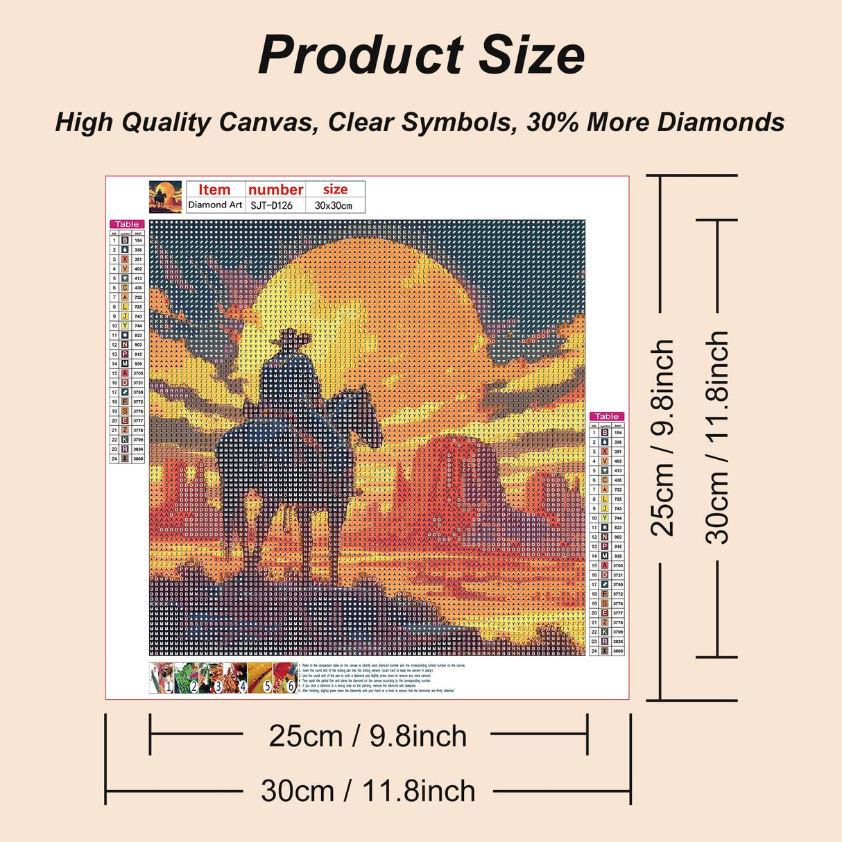 SJUTOUCI Diamond Art Painting Kits for Adults, Western Cowboy Diamond Art Kits for Beginners, 5D DIY Full Drill Gem Craft Art for Home Decor Gift 12x12 inch, Desert SJUTOUCI