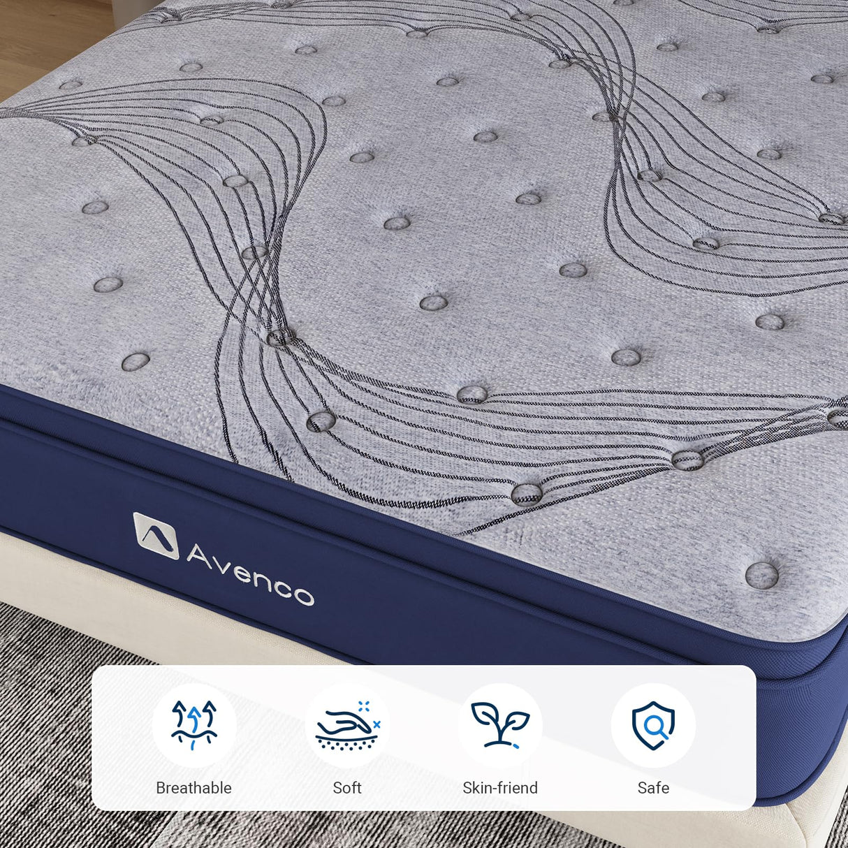 Avenco King Size Mattress, 10 Inch Mattress King Hybrid, Medium Firm King Mattress in a Box for Pressure Relief and Sound Sleep, Wrapped Coils and CertiPUR-US Foam, Soft Breathable Fabric Avenco
