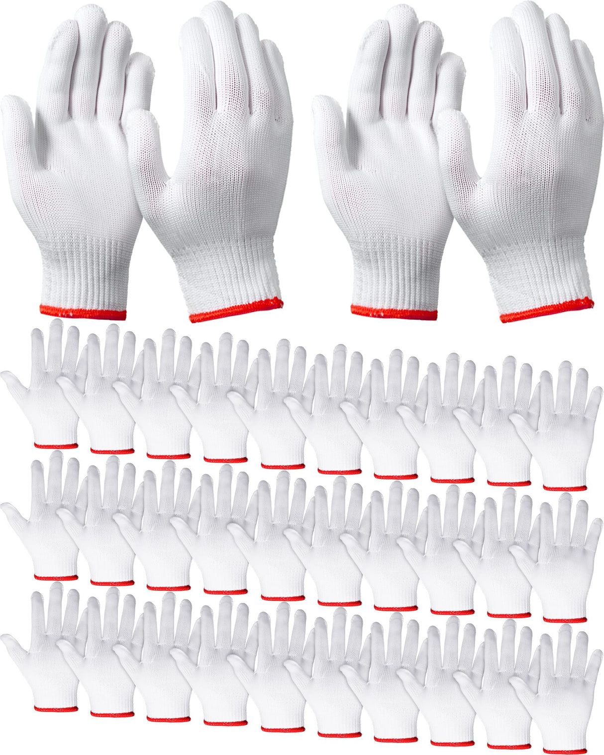 SATINIOR 36 Pairs Hand Work Gloves White Cotton Liners Gloves Safety Work Gloves Liners Men Women Cotton BBQ Gloves (Red Edging), One Size SATINIOR
