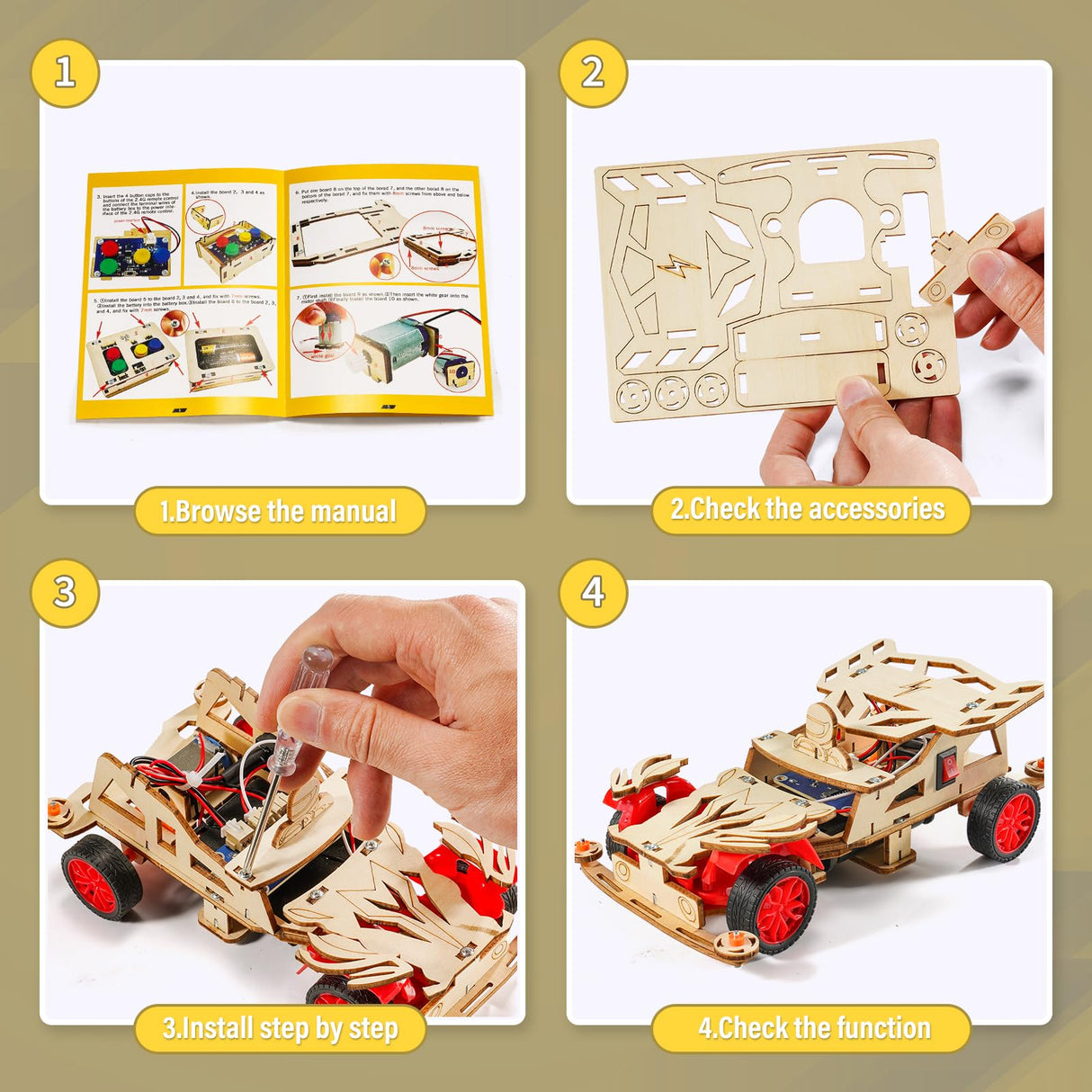 STEM Kits for Kids Ages 8-10, Remote Control Car Model Building Kit for Boys 8-12, Wooden 3D Puzzles 8-13, Wood Science Crafts Projects, STEM Toys Gifts for 8 9 10 11 12 13 14 Year Old Teen Boys Girls Yutin