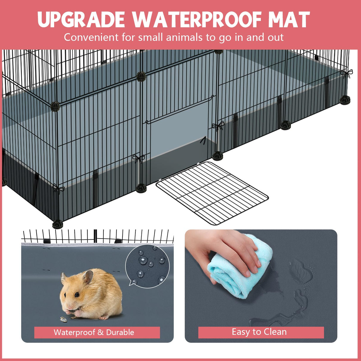 VISCOO 32 Panels Small Animal Playpen,Pet Playpen with Waterproof Mat,C&C Cage for Guinea Pigs, Play Pen for Rabbit and Chicken,Bunny Pen VISCOO