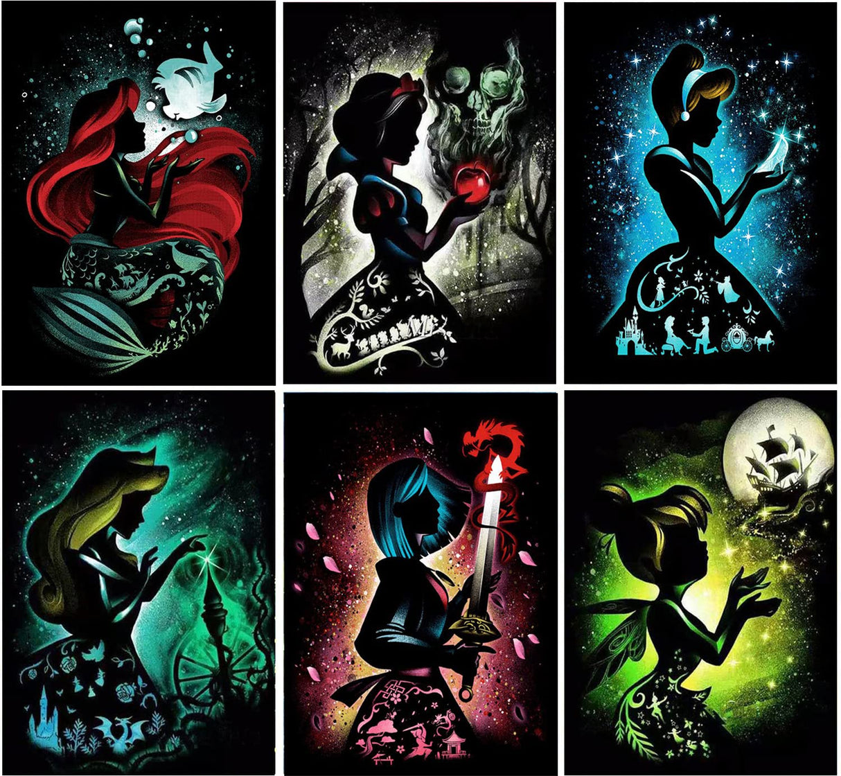 6 Sets Diamond Painting Kit, 5D Adult Diamond Art Circle Full Diamond Painting Kit, Diamond Digital Painting Kit, Gemstone Art Painting Kit, DIY Diamond Painting Beginner Kit (11.8x15.7 inches) GemZono